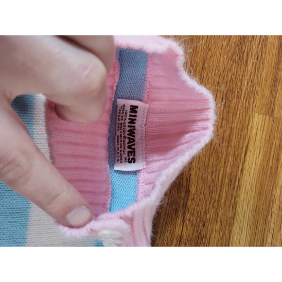 Vintage MiniWaves Retro 1980s Toddler Striped Dog Sweater - Picture 4 of 5